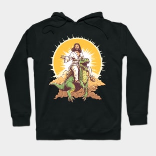 Jesus Riding a Dinosaur Funny Meme Hoodie